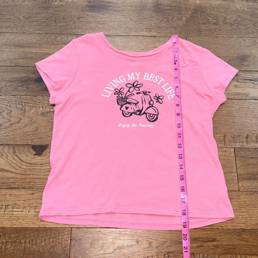 Old Navy Girls Short Sleeve Graphic Shirt Living My Best Life - Size L|G (10-12)